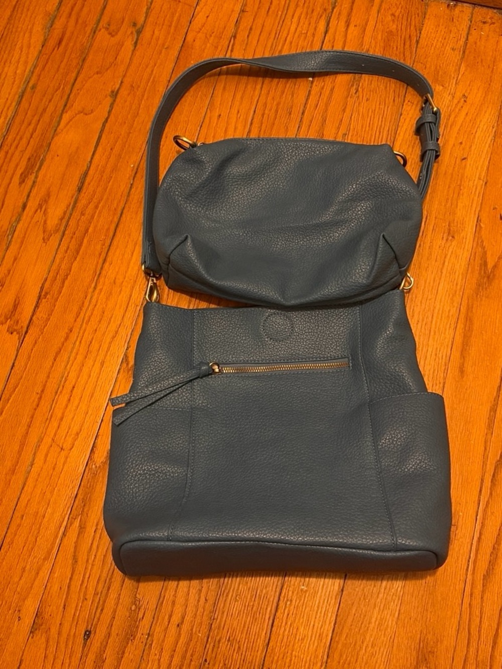 Pebbled Leather Crossbody Bag in Navy